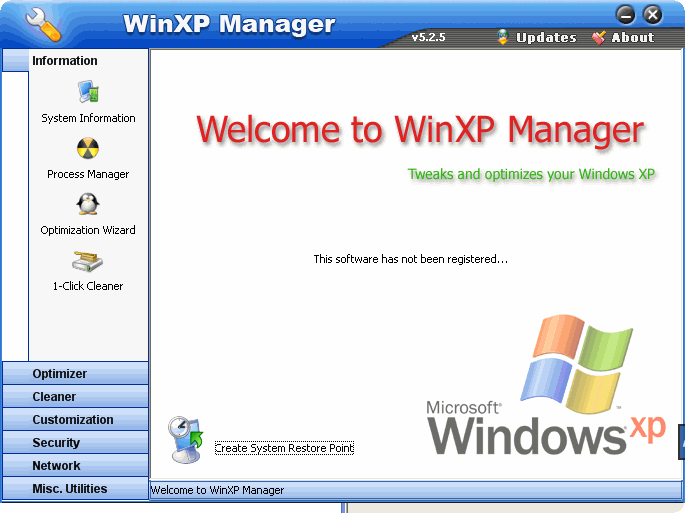 WinXP Manager 8.0.0 系统优化 设置软件 英文版下载 比克尔下载 