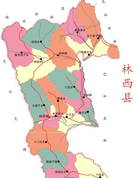 林西县地图 绿色版