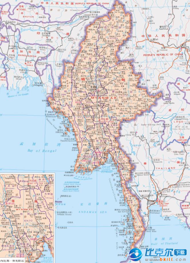 缅甸地图高清中文版绿色版