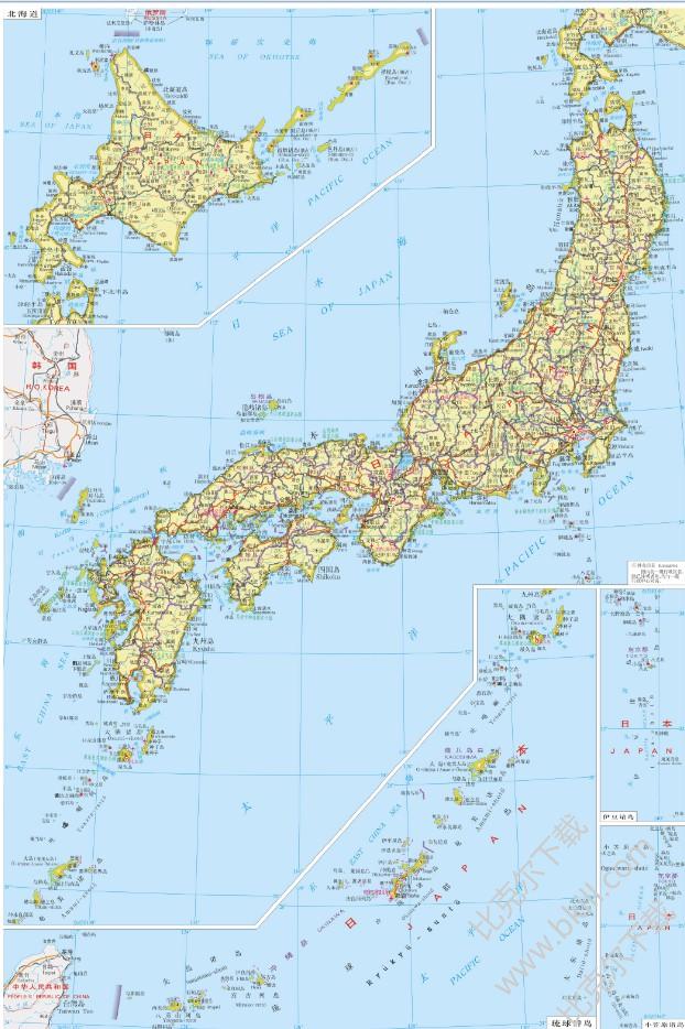 日本本州地图高清中文版